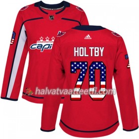 Naisten NHL Washington Capitals Pelipaita Braden Holtby 70 Adidas 2017-2018 Punainen USA Flag Fashion Authentic